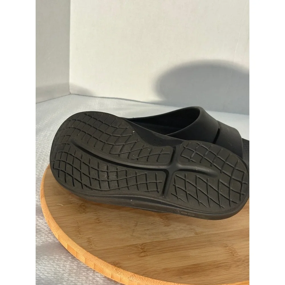 OOFOS OOahh Sport Slide Sandals Mens 11 Black Recovery Shoes M11 W13 EU 44